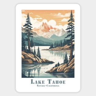 Abstract Lake Tahoe Vintage Travel Poster Sticker